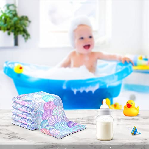 Image of vvfelixl Baby Washcloths Cotton Sea Shell Mermaid Scales Muslin Ocean Soft Face Towel for Newborn Infants Wipes, 11.8 X 11.8 Inch, 3 Pack Pink