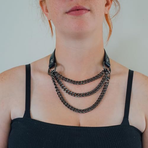 Handmade Black Choker Necklace for Women, Gold Layered Necklaces Choker Collar, Halloween Christmas Jewelry Gift for Women3