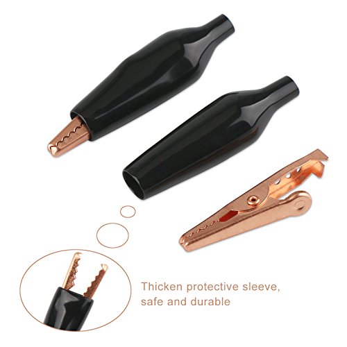 Image of DROK 10pcs Insulated Mini Alligator Clips Electrical Large - 1.77 inch /45mm 10A Pure Copper Alligator Clips for Multimeter