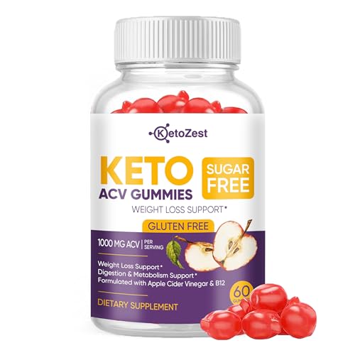 KetoZest Keto Acv Gummies for Weight Loss Support & Belly Fat Burn - Pro Active Super Apple Cider Vinegar Gummies - Rapid Fat Burner Diet Supplement for Women Men - Sugar Free & Gluten Free (1000MG)