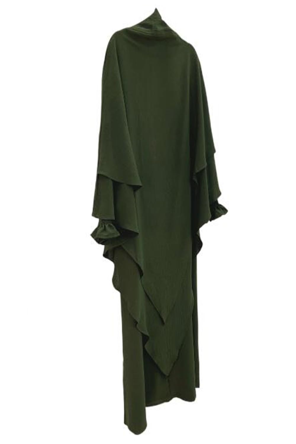 Women Prayer Dress Muslim Ramadan Garment Abaya Dubai Islam Jilbeb 2 Piece Set Layered Khimar Scarf Hijab and Long Dress