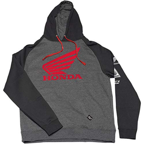 Factory Effex-Apparel Honda Wing Pullover Hoody Charcoal/Black Medium Gray Charcoal/Black