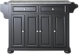Crosley Furniture Alexandria Kitchen Island with Solid Grey Granite Top - Black