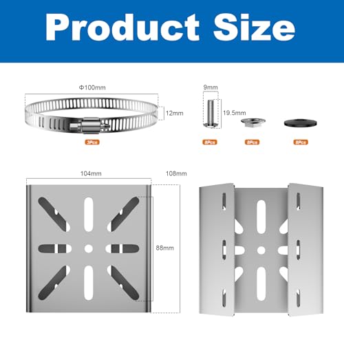 SUPAWAY Pole Mount Surveillance Camera Mount with 3 Adjustable Loops, Diameter 100 mm, Stainless Steel Vertical Pole Mount - Image 2