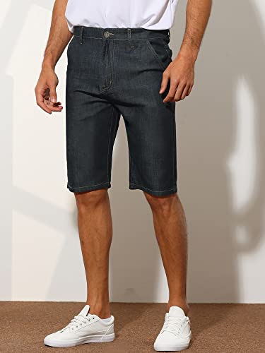 Lars Amadeus Denim Shorts For Men's Flat Front Casual Summer Skinny Jeans Shorts 34 Black #TOP1