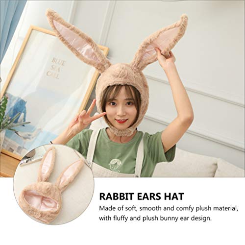 KESYOO Chapéu de Orelhas de Coelho de Pelúcia Orelhas de Coelho Macias Capuz Boné de Inverno Quente