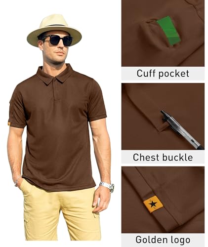 Image of ZITY Mens Polo Shirt Short Sleeve Sports Tactical T-Shirt Athletic Golf Polos Daily Casual Stylish Collared Shirts for Men