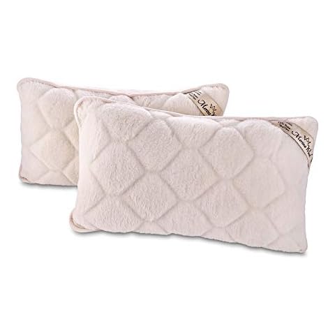 2 Almohadas de Lana Merina de Cachemira 100% Woolmarked de 45/75 cm Cover