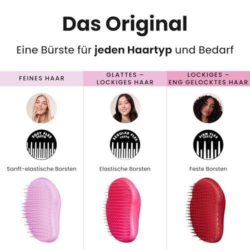 Tangle Teezer Original Entwirrungsbürste – Für Nasses & Trockenes Haar – Haarbürste für Alle Haartypen – Zweistufige Borsten Reduzieren Haarbruch & Entfernen Knoten – Pink Fizz