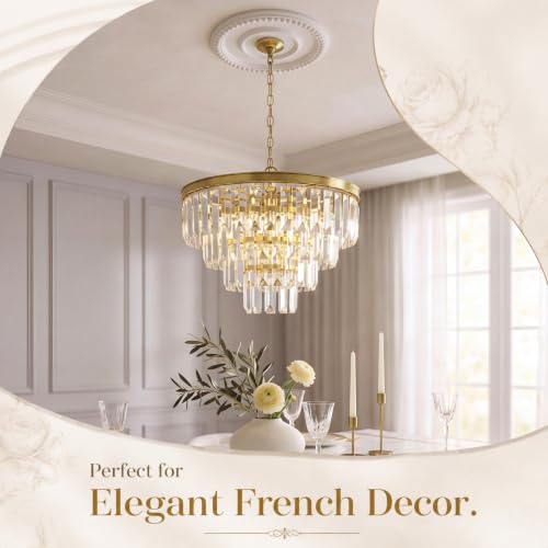 Image of 2pcs Ceiling Medallion for Light Fixtures Chandeliers,White,Beaded | Molded PU Ceiling Decor, Lightweight Decorative Trim, for Ceiling Fan, Chandelier and Indoor Lighting Fixture Home Renovation
