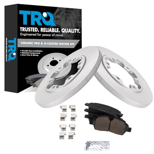 Image of TRQ Rear Brake Pad and Rotor Set Ceramic G Coated Rotors Compatible with 2015-2019 Ford Transit-350 HD