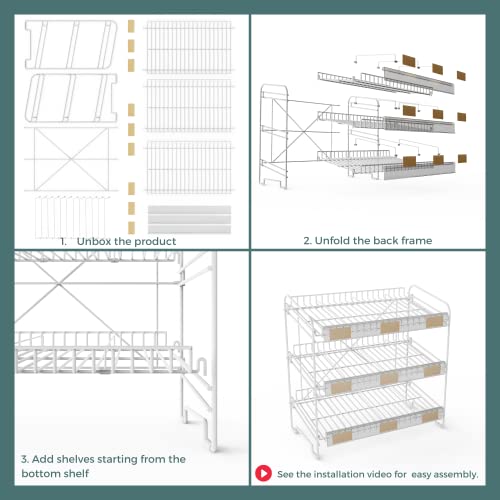 Ds The Display Store 3 Tier Countertop Concession Stand For Home Theatre, Portable Product Display Rack For Vendors - Chips, Candy & Cans, White Metal Snack Shelf Organizer For Office & Pantry #TOP4