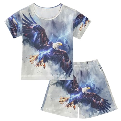 senya Short Sleeve Pajamas Sets Summer Cotton Sleepwear Eagle Blue Lightning