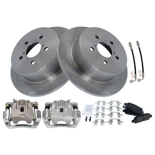 Image of TRQ Rear Brake Pad and Rotor Set Ceramic Calipers Compatible with 2009 Subaru Legacy