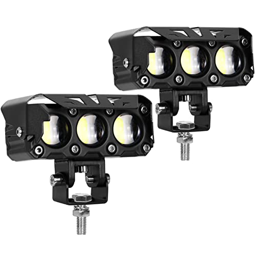 KAWELL 60W バイク フォグランプ フォグランプ ヘッドライト 補助灯 2色切り替える ロービーム・ハイビーム一体型 作業灯 超高輝度 IP68防水 12V/24V汎用 2個 セット (2, 60W)