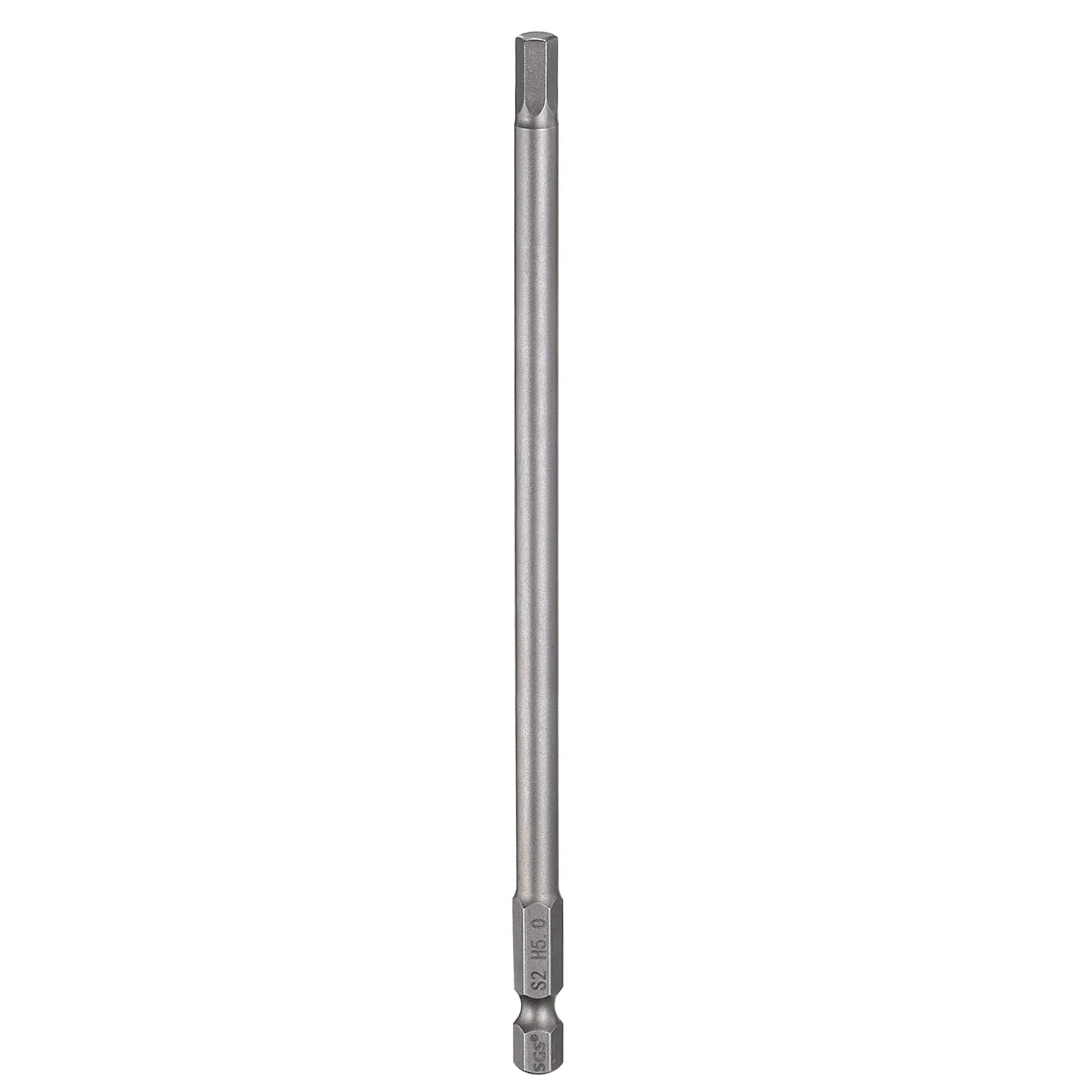 sourcing map H5.0 Hex Head Drill Bit Wrench 5mm Metric Flat Tip 1/4" Hex Shank 300mm (12") Long Magnetic Hexagonal Screw Driver Socket Industrial Screwdriver Power Bits