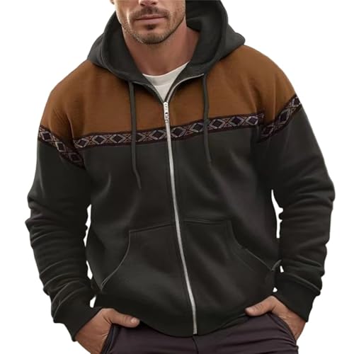 RTTUIOP Mens Winter Jacket Zip Up Hoodie Men Long Sleeve Sweatshirt Autumn Classic Slim Stretch Zip Aztec Sweatshirt