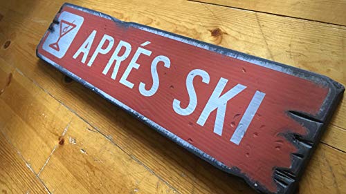 Eyrrme Panneau en bois rustique Apres Ski Resort - Fait à la main - Décoration pour maison et cabane - Panneau de bar