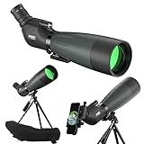 AOMEKIE Telescopio Terrestre 20-60X80 BAK4 con Soporte para Trípode Clip Teléfono Móvil para Adecuado Observación de Aves