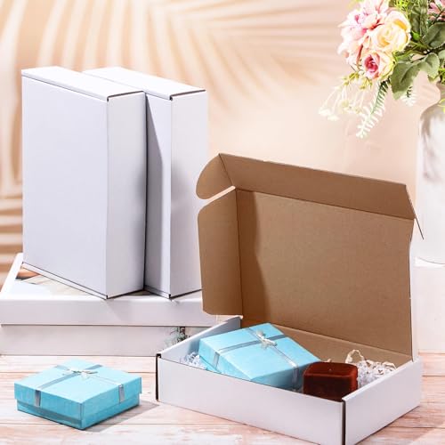 Image of Qilery 60 Pcs 9 x 6 x 2 Inches Shipping Boxes Corrugated Cardboard White Mailer Boxes Packaging for Small Business Mailing Wrapping Present Gift