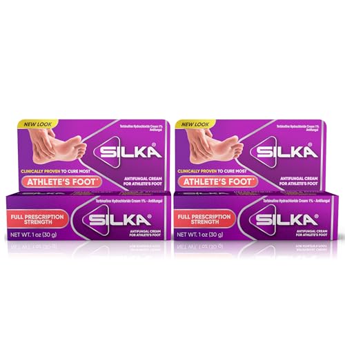 Silka Antifungal Cream, Clinical Anti-Fungus Foot Treatment, Results in 1 Week, Maximum Strength Athlete’s Foot Treatment, Jock Itch, Ringworm Treatment for Humans, Terbinafine Cream, 1oz- 2 Pack