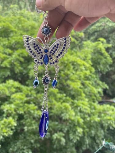Image of BLUE BEADS Turkish Feng Shui Vastu Blue Glass Evil Eye Hanging /Door Hanging Nazar Batu for Protection and Good Luck - Perfect for Gifting Home or Office (BUT01)