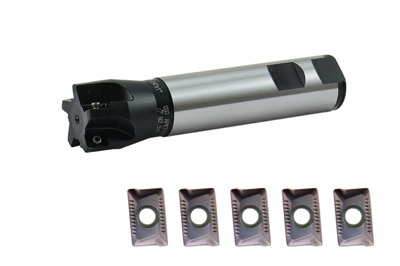 Image of Shars 1-1 /4x1x5 5 FL 90 Indexable End Mill with 5 PCS of APKT 1003 Insert 404-2863W+404-6960(5) P[