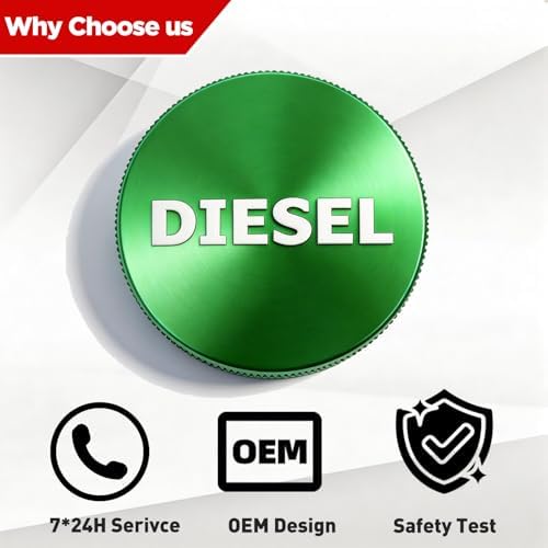 Upgraded Diesel Fuel Cap Compatible with Ram & GM 3.0L Duramax, Aluminum Tank Gas Cap Green Compatible with 2013-2018 Ram 1500 2500 3500 — view 5