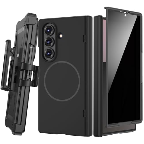 Maxdara for Z Fold 7 Case with Privacy Screen Protector, [Compatible with Magsafe] [with Belt Clip] [Hinge Protection] Magnetic Cover for Samsung Galaxy Z Fold 7 - Black (Privacy Screen)