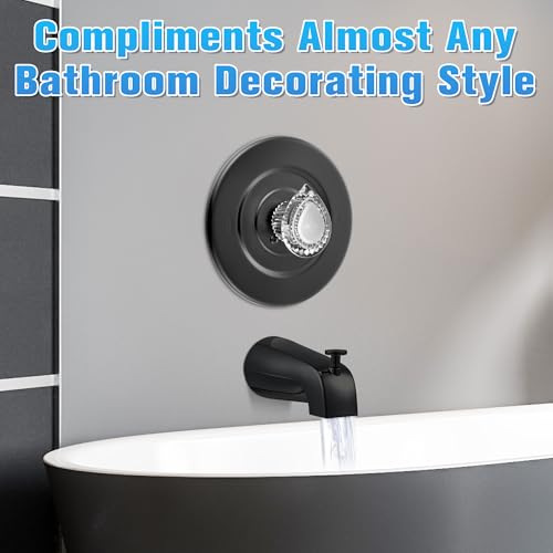 Image of Enhon Tub and Shower Trim Kit, Shower Trim Compatible with Moen Chateau T470 Single Handle Tub /Shower Standard Valve, Escutcheon Screws Tube and Handle(Matte Black, Knob)