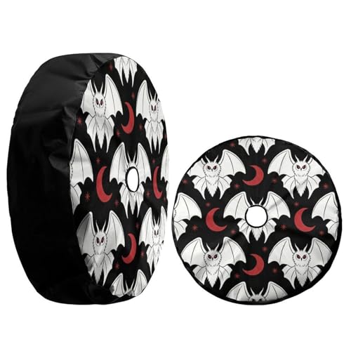 Image of Cartoon Mothman Spare Tire Cover with Backup Camera Hole Wheel Tire Cover Fit Trailer, RV, SUV and Many Vehicle 18inch