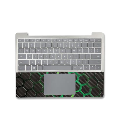 Image of MightySkins Carbon Fiber Skin Compatible with Microsoft Surface Laptop Go 3 (2023) Full Wrap Kit - Green Hex | Protective, Durable Textured Carbon Fiber Finish | Made in The USA