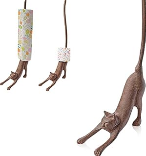Yoga Cat Decorative Paper Towel Holder or Toilet Paper Holder by Comfify - Adorable Downward Dog Pose Kitty- Cast Iron Paper Towel Stand - Antiqued Cast Iron Storage - Multiple uses - 48cm Tall.