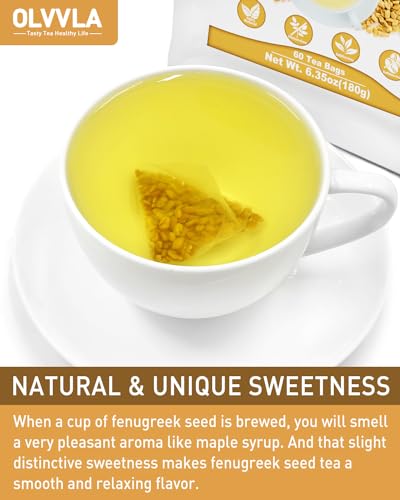 Image of Olvvla - Premium Fenugreek Seed Tea Bags - 3g X 60 Count - 100% Pure Natural Fenugreek Methi Seeds - Non-GMO - Caffeine-free - Gluten-Free - Fenugreek Tea