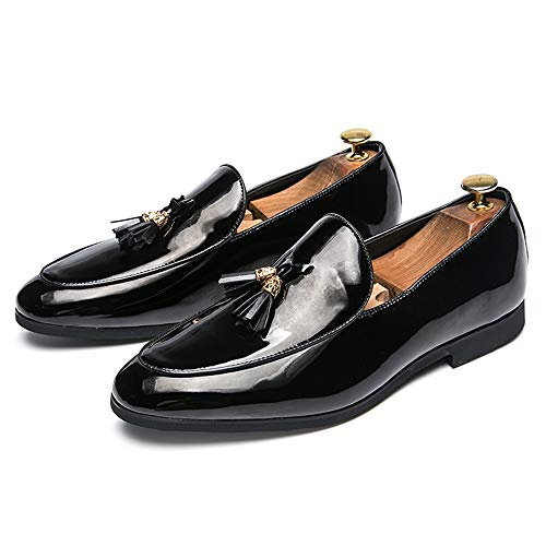 Men's Loafer Casual British Fashion Tassel Cover Foot Patent Leather Cover Foot Patent Leather Formal Shoes4