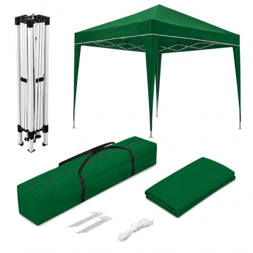 Wasabi   Carpa Plegable 3x3 m – Resistente al Agua   Incluye Vientos y Piquetas de Fijación   Estructura de Acero   Cenador para Jardín – Pérgola Playa   Camping Fiestas (Verde Oscuro)