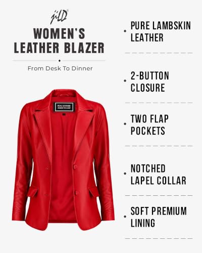 Image of Jild Classic Style Leather Blazer Women - Casual Coat Leather Jacket Women