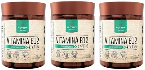 Kit 3 Vitamina B12 Metilcobalamina Nutrify 60 Cápsulas