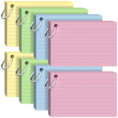 Tarjeta de índice con anillo Mc de 4x6, el pack de 8x40 hojas ideal para opositores y estudiantes