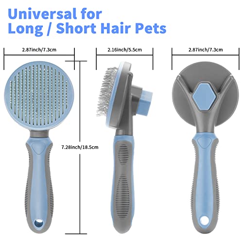 7. Bild von Katzenbürste Hundebürste, Selbstreinigung Hunde Katzen Bürste für Langhaar/Kurzhaar, Katzenkamm mit Griff, Bürste für Die Haustierpflege zum Entfernen von Unterfell, Losem Fell und Schmutz - Grau