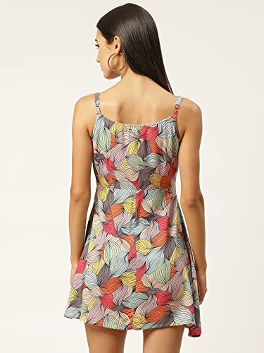 Image of IQRAAR Womens Rayon Printed Fit & Flared Dress