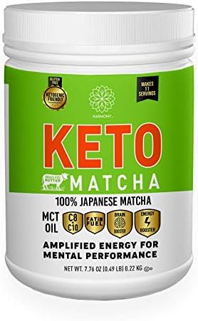 Harmony, Keto Matcha, Pure Japanese Matcha to Amplify Energy and Mental Performance, Instant Drink Mix Packet, 68mg of Caffeine per Serving, 7.76 OZ Tub, 9 Servings