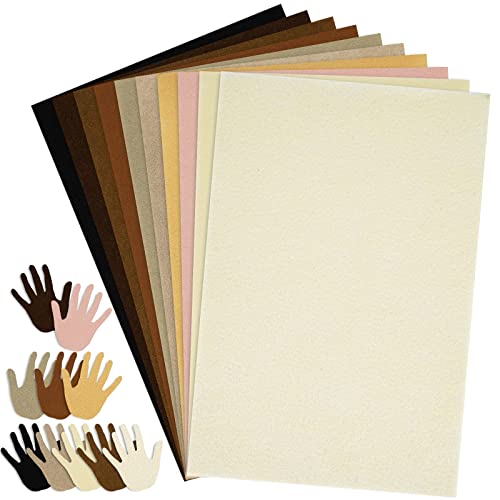Whaline 20Pcs Fall Felt Fabric Sheets Skin Tone Soft Thick Assorted Cream Brown Craft Felt Pack for Autumn Thanksgiving DIY Craft Sewing Patchwork Art Projects