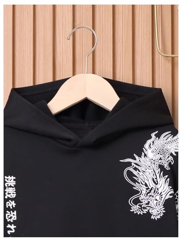 WDIRARA Boy's Dragon Letter Graphic Hoodie Long Sleeve Sweatshirt Hooded Pullovers Top3