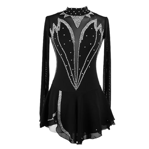 Crianças Meninas Mangas Compridas Vestido De Patinação Artística No Gelo, Adultos Competição Gola Al