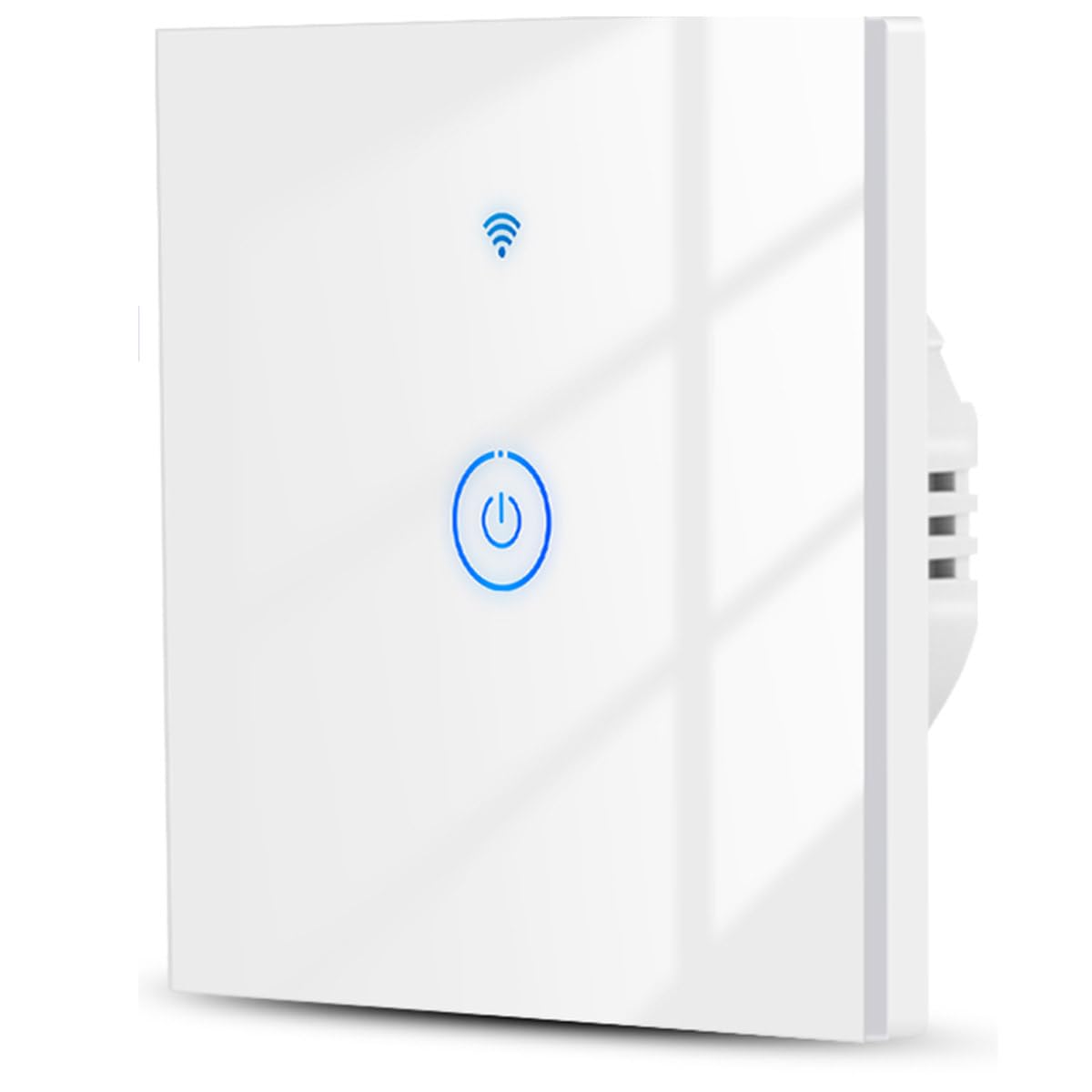 Acmerota Interruptor de luz inteligente Interruptor táctil inteligente WiFi 1 Gang Blanco, No Neutral+Have Neutral Método de cableado dual, Compatible para el control de voz de Alexa/Google Home.