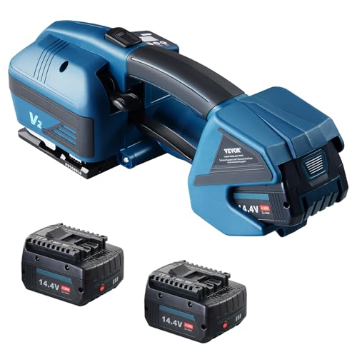 VEVOR Herramienta Flejadora Eléctrica para Tiras Flejes de PP y PET Ancho de 0,89 cm a 1,6 cm Máquina Flejadora de Embalaje Automática Tensión 600 N-3200 N para Cajas de Embalaje de Palets