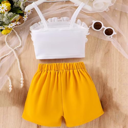 Toddler Girl Clothes, 2Pcs Baby Girl Summer Outfits Ruffle Sleeveless Shirts Floral Tops + Shorts3