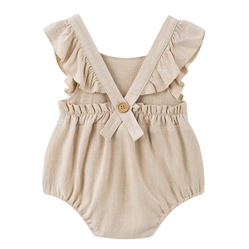 Simplee kids Newborn Infant White Rompers Baby Girls Summer Ruffle Sleeveless Embroidery Bodysuit Outfits 0-24M — view 2