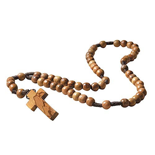 Religious Gifts Handmade Cord Rosary with Natural Olive Wood Beads